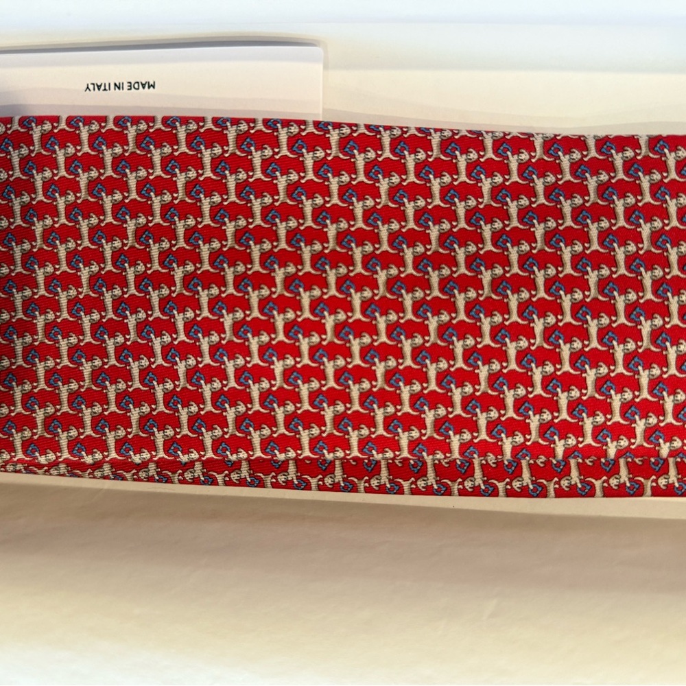 Ferragamo Red Dachshund-print Silk Tie - Picture 2 of 3